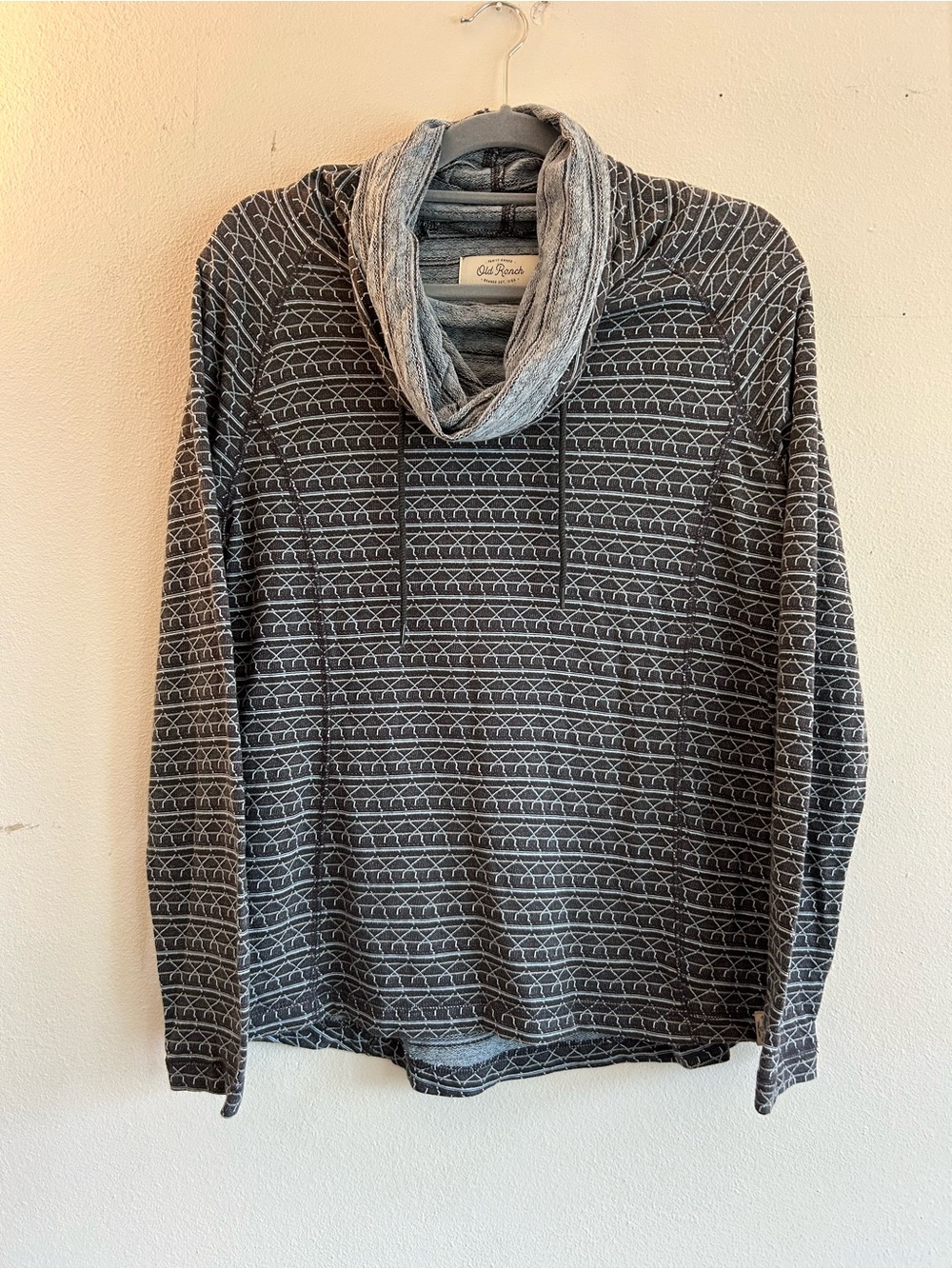 Women's Gray Patterned Turtleneck Pullover